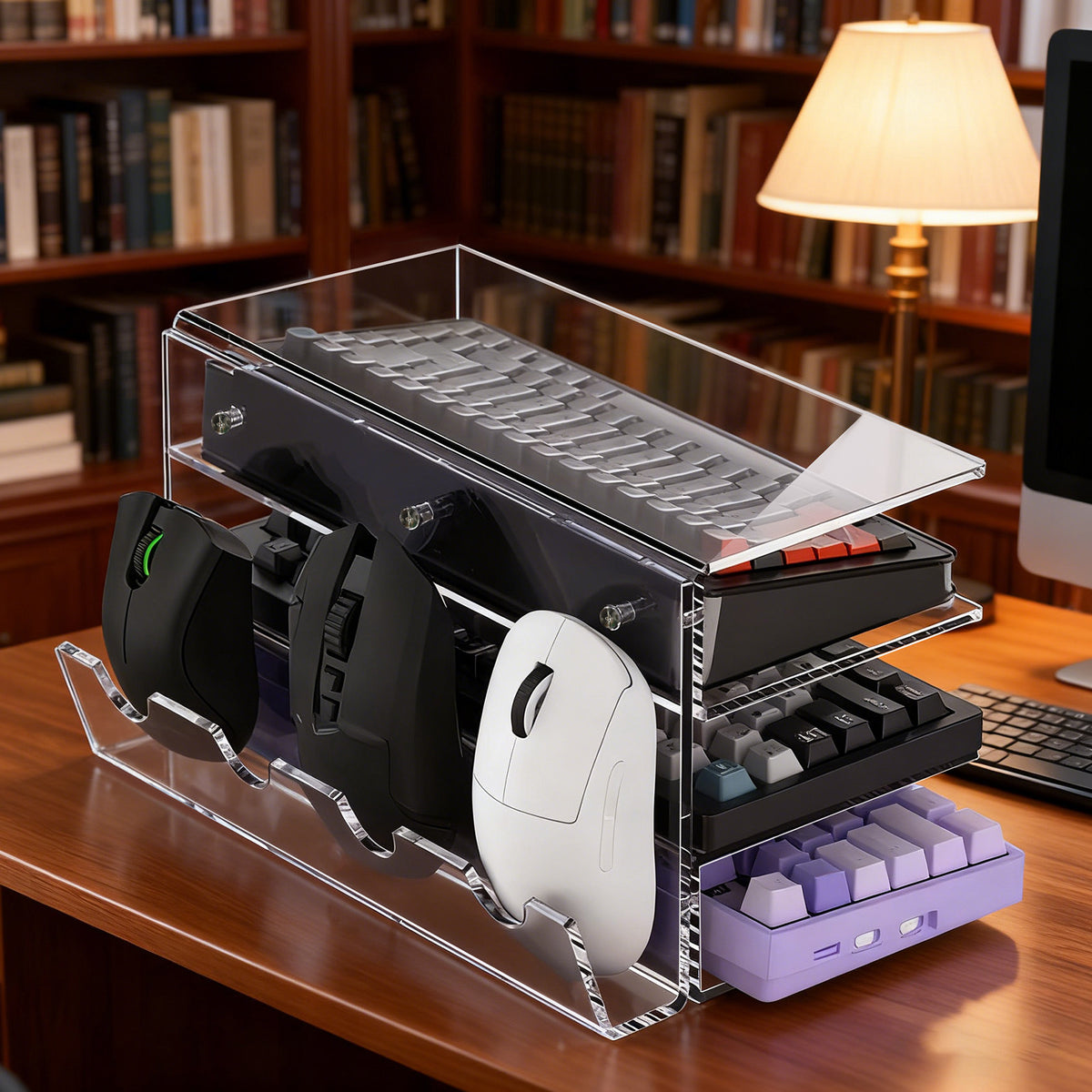 Keyboard Organizer Clear Acrylic 3 Tier Stand, view 1